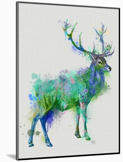 Deer 1 Rainbow Splash Green Blue-Fab Funky-Mounted Art Print