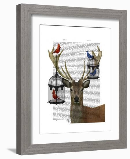 Deer and Bird Cages-Fab Funky-Framed Premium Giclee Print