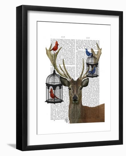 Deer and Bird Cages-Fab Funky-Framed Premium Giclee Print
