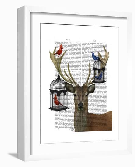 Deer and Bird Cages-Fab Funky-Framed Premium Giclee Print