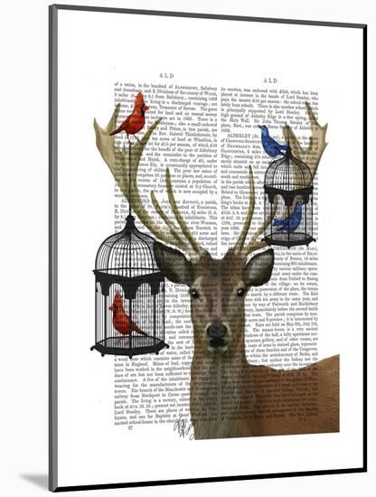 Deer and Bird Cages-Fab Funky-Mounted Art Print