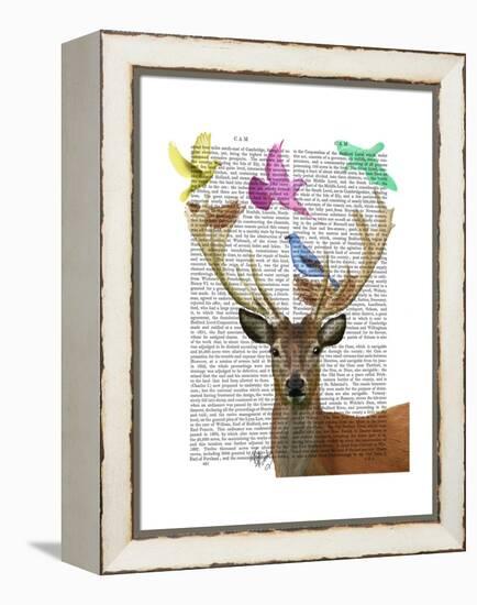 Deer and Birds Nests Pastel Shades-Fab Funky-Framed Stretched Canvas