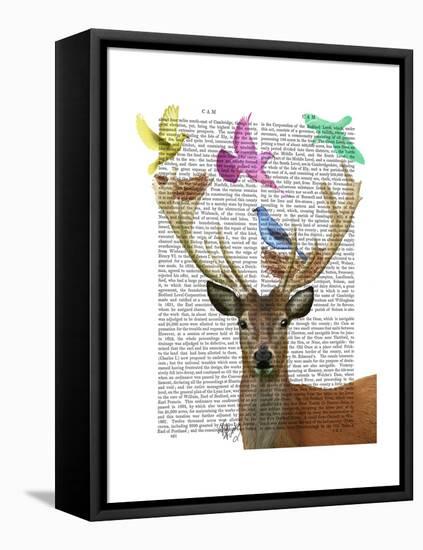 Deer and Birds Nests Pastel Shades-Fab Funky-Framed Stretched Canvas