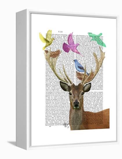 Deer and Birds Nests Pastel Shades-Fab Funky-Framed Stretched Canvas