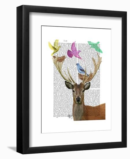 Deer and Birds Nests Pastel Shades-Fab Funky-Framed Art Print