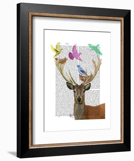 Deer and Birds Nests Pastel Shades-Fab Funky-Framed Art Print