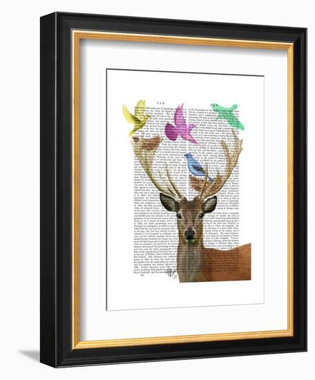Deer and Birds Nests Pastel Shades-Fab Funky-Framed Art Print