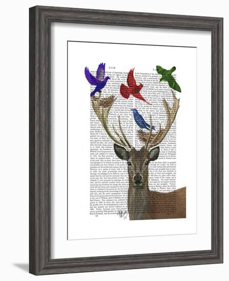 Deer and Birds Nests-Fab Funky-Framed Art Print