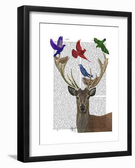 Deer and Birds Nests-Fab Funky-Framed Art Print