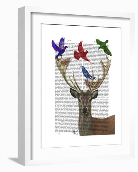 Deer and Birds Nests-Fab Funky-Framed Art Print