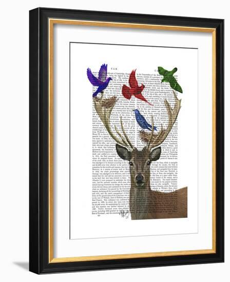 Deer and Birds Nests-Fab Funky-Framed Art Print