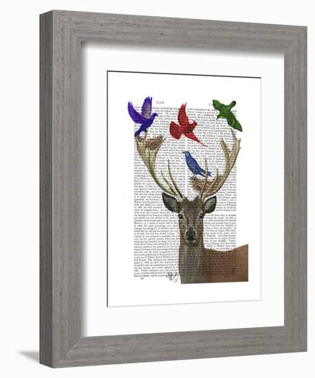 Deer and Birds Nests-Fab Funky-Framed Art Print