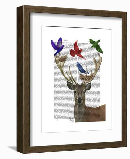 Deer and Birds Nests-Fab Funky-Framed Art Print