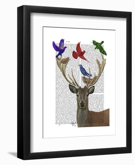 Deer and Birds Nests-Fab Funky-Framed Art Print