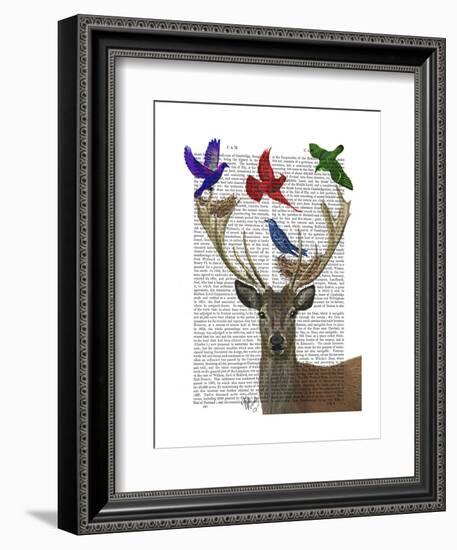 Deer and Birds Nests-Fab Funky-Framed Art Print