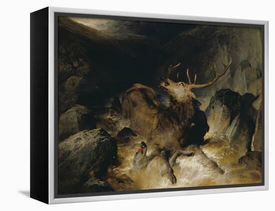 Deer and Deer Hounds in a Mountain Torrent ('The Hunted Stag')-Edwin Henry Landseer-Framed Premier Image Canvas