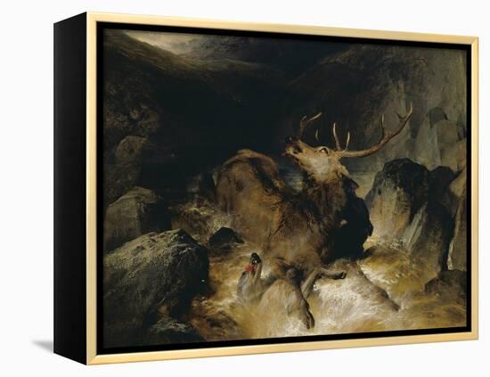 Deer and Deer Hounds in a Mountain Torrent ('The Hunted Stag')-Edwin Henry Landseer-Framed Premier Image Canvas