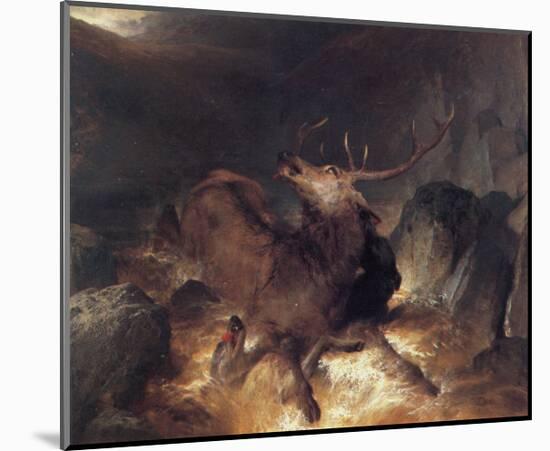 Deer and Deerhounds in a Mountain Torrent-Edwin Henry Landseer-Mounted Giclee Print