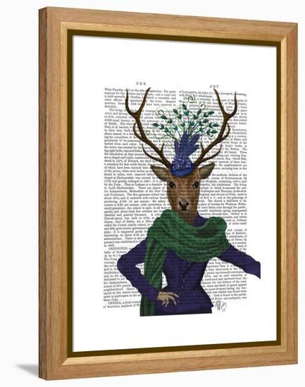 Deer and Fascinator-Fab Funky-Framed Stretched Canvas