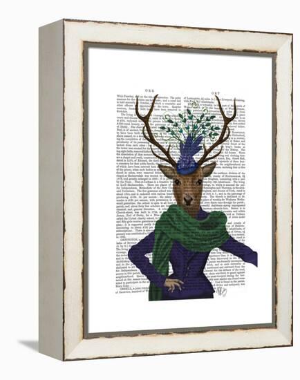 Deer and Fascinator-Fab Funky-Framed Stretched Canvas