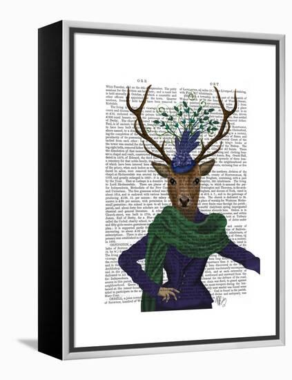 Deer and Fascinator-Fab Funky-Framed Stretched Canvas