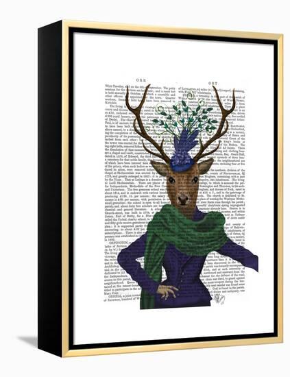 Deer and Fascinator-Fab Funky-Framed Stretched Canvas