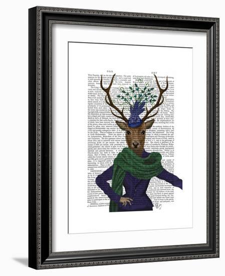 Deer and Fascinator-Fab Funky-Framed Premium Giclee Print