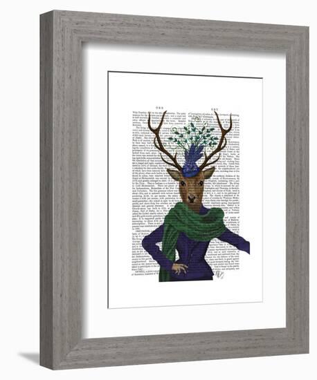 Deer and Fascinator-Fab Funky-Framed Art Print