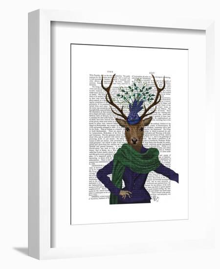 Deer and Fascinator-Fab Funky-Framed Art Print