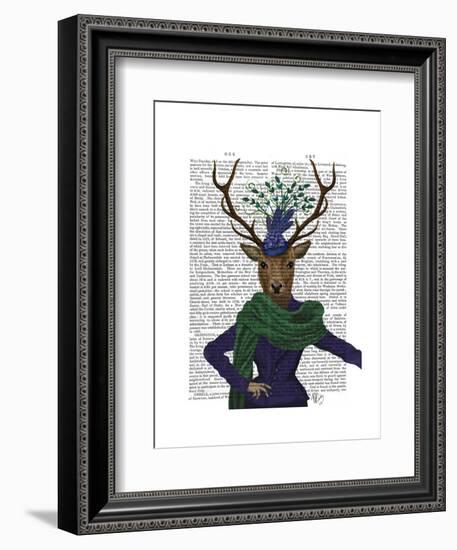 Deer and Fascinator-Fab Funky-Framed Art Print