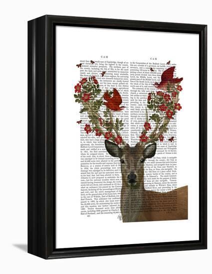 Deer and Love Birds-Fab Funky-Framed Stretched Canvas