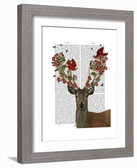 Deer and Love Birds-Fab Funky-Framed Premium Giclee Print