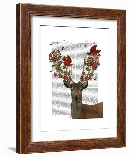 Deer and Love Birds-Fab Funky-Framed Premium Giclee Print