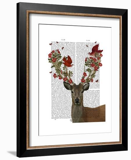 Deer and Love Birds-Fab Funky-Framed Premium Giclee Print