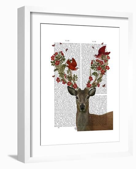 Deer and Love Birds-Fab Funky-Framed Premium Giclee Print