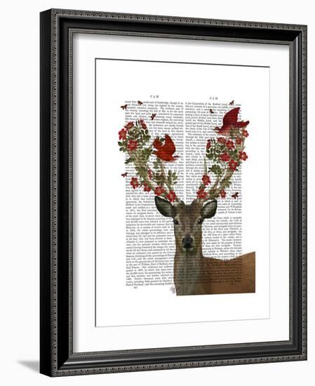 Deer and Love Birds-Fab Funky-Framed Premium Giclee Print