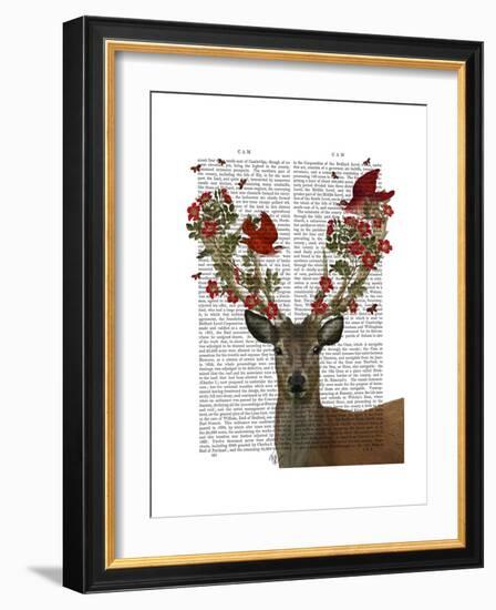 Deer and Love Birds-Fab Funky-Framed Premium Giclee Print