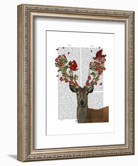 Deer and Love Birds-Fab Funky-Framed Art Print