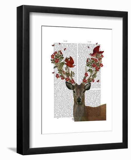 Deer and Love Birds-Fab Funky-Framed Art Print