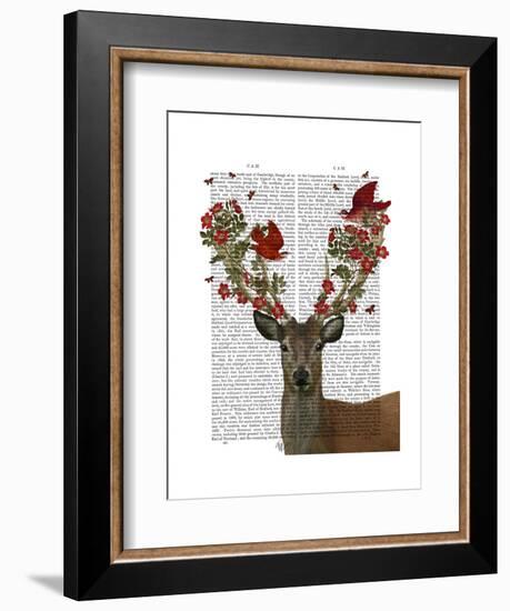 Deer and Love Birds-Fab Funky-Framed Art Print