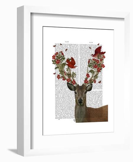 Deer and Love Birds-Fab Funky-Framed Art Print