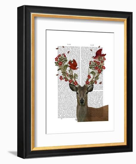 Deer and Love Birds-Fab Funky-Framed Art Print