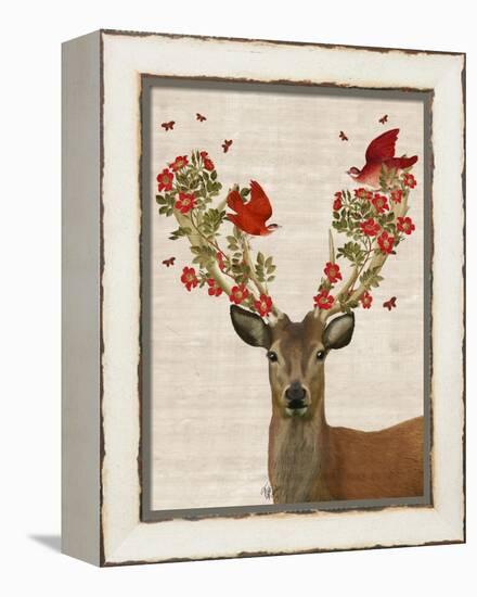 Deer and Love Birds-Fab Funky-Framed Stretched Canvas