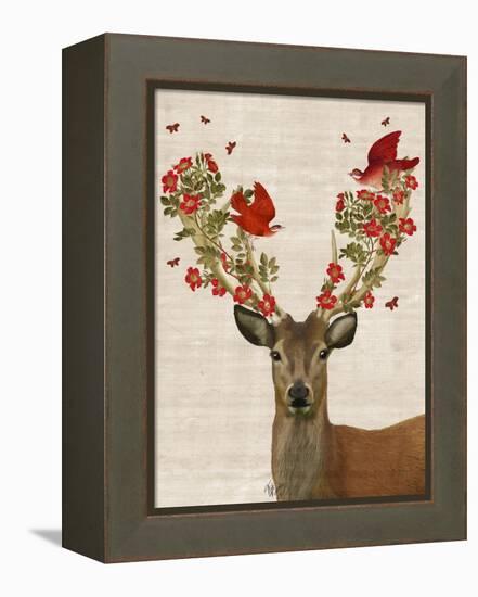 Deer and Love Birds-Fab Funky-Framed Stretched Canvas