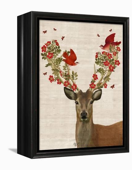 Deer and Love Birds-Fab Funky-Framed Stretched Canvas