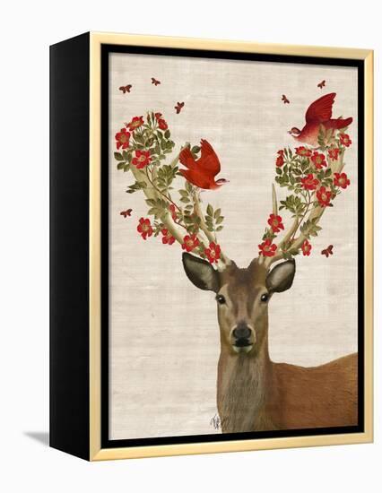 Deer and Love Birds-Fab Funky-Framed Stretched Canvas