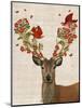 Deer and Love Birds-Fab Funky-Mounted Art Print