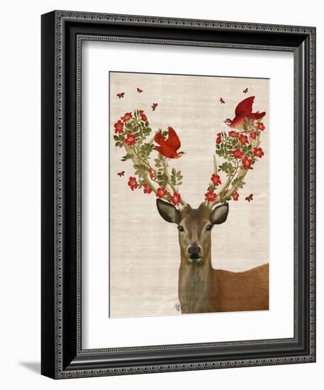 Deer and Love Birds-Fab Funky-Framed Art Print