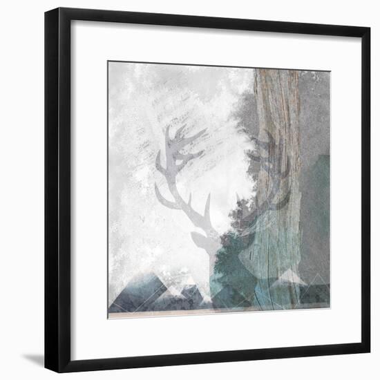 Deer and Mountains 1-Louis Duncan-He-Framed Art Print