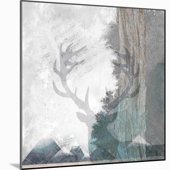 Deer and Mountains 1-Louis Duncan-He-Mounted Art Print
